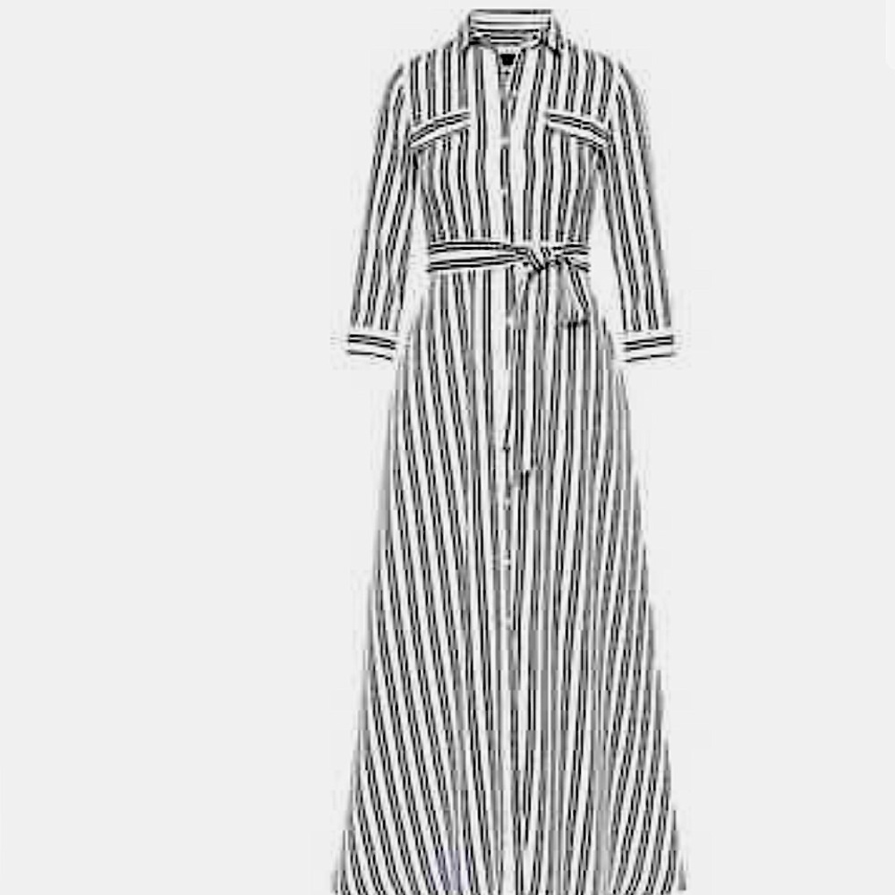 NEW WOMEN'S BANANA REPUBLIC STRIPE MAXI SHIRTDRESS SHIRT DRESS Size 2P